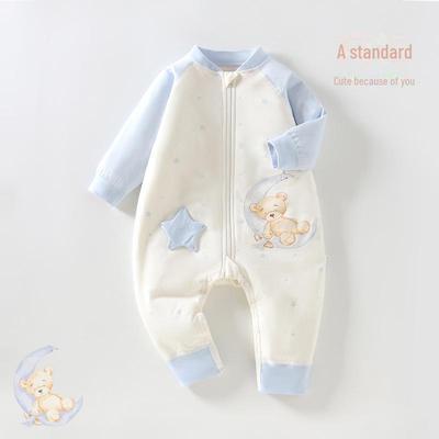 Herbst/Winter Babyschlafsack: Einteiliger Pyjama aus 40 g dünner Baumwolle und Anti-Tritt-Steppdecke.
