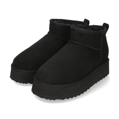 Oriental Traffic Fashion Korte Lammeskindstøvler med Tykke Såler og Varme og Størrelse cm Støvler, Pels, Letvægt, Sort, 25.0-25.5