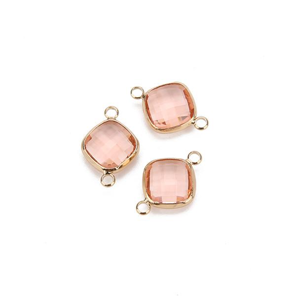 5pcs 11mm White Double Hole Glass Charms Pendants Connector for Chain Bracelets Necklace Women DIY Jewelry Making Findings