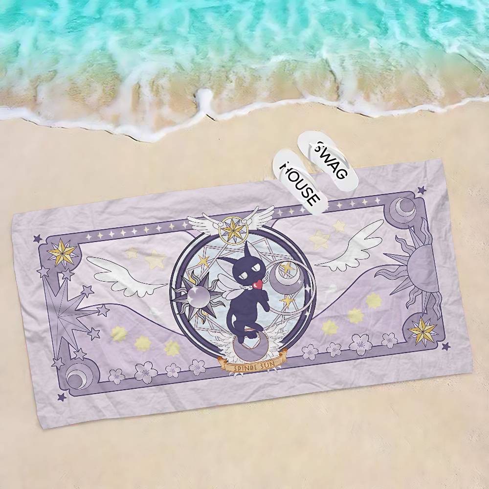 Cardcaptor Anime Sakura Microfiber Printed Beach Towel Mountain Climbing Yoga Beach Swimming Running Absorbent Soft Towel