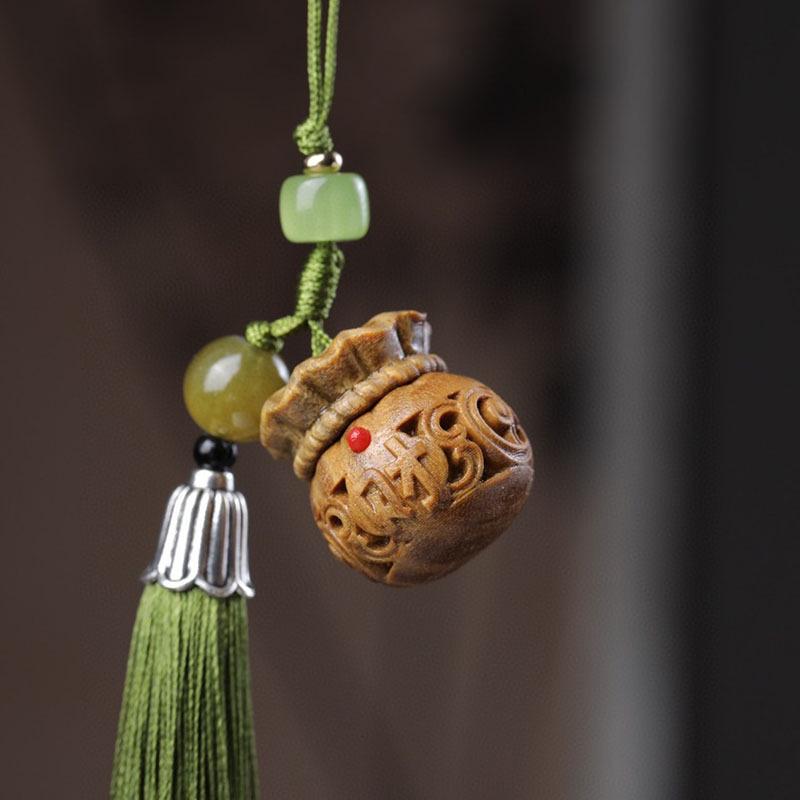 Green Sandalwood Scented Wood Carving Pendant