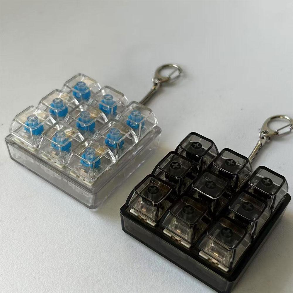 9 Toetsen LED Toetsenbord Fidget Sleutelhanger Klikker Knop Stressverlichtend Speelgoed voor Volwassenen Kantoor Angst Vinger Oefening Sensorische Toetskap