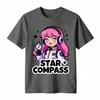 Star Compass Pink Hair Anime Astronaut Girl With Compass Print TShirt Unisex Unisex Casual Cotton Tee Short Sleeve Unisexga Space Tops