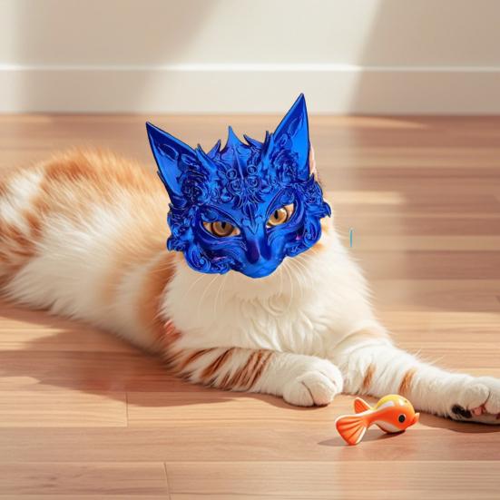 

Пластикова маска лисиці, кота, тварини для косплею, маска на пів обличчя для Хелловіну, маскарадної вечірки, костюмний аксесуар синій