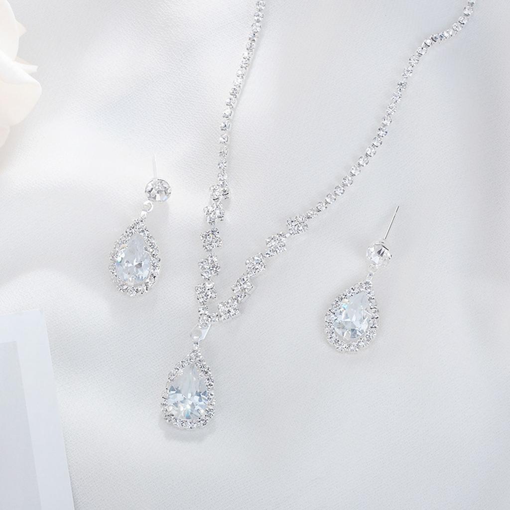 Necklace Earring Set for Women Beautiful Rhinestone Jewelry Set Necklace Set for Parties Anniversaries