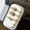Mori Olive Green Diamond Stacked Ring Women's Retro Champagne Gold Small Broken Diamond Personality Temperament Advanced Ring Tide