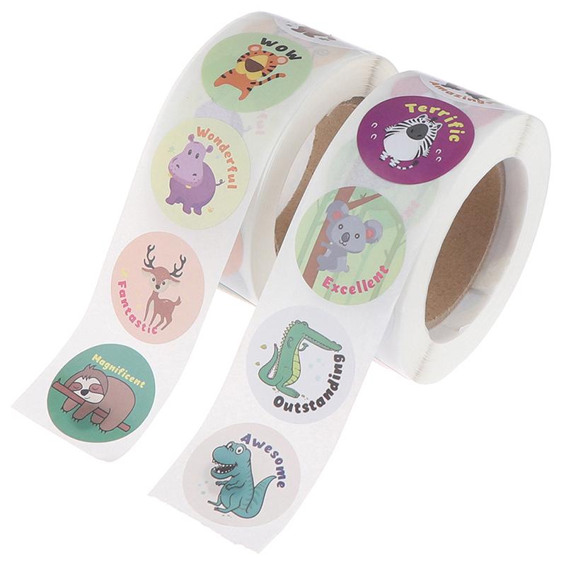 500 Stück/Rolle Niedliche Cartoon-Tiere Aufkleber Journal Scrapbooking Belohnungsaufkleber