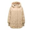 Winter simple style versatile solid color small rhombus down jacket women's fashion casual hooded warm white duck down jacket