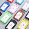 High Quality PU Leather Work Card Holder With Neck Lanyard Solid Color ID Card Cover ID Badge Holders Business