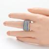 Dazzling Inlaid Multicolored CZ Women's Ring Trendy CopperColor Geometry Daily Wear Party Jewelry Anniversary Gift
