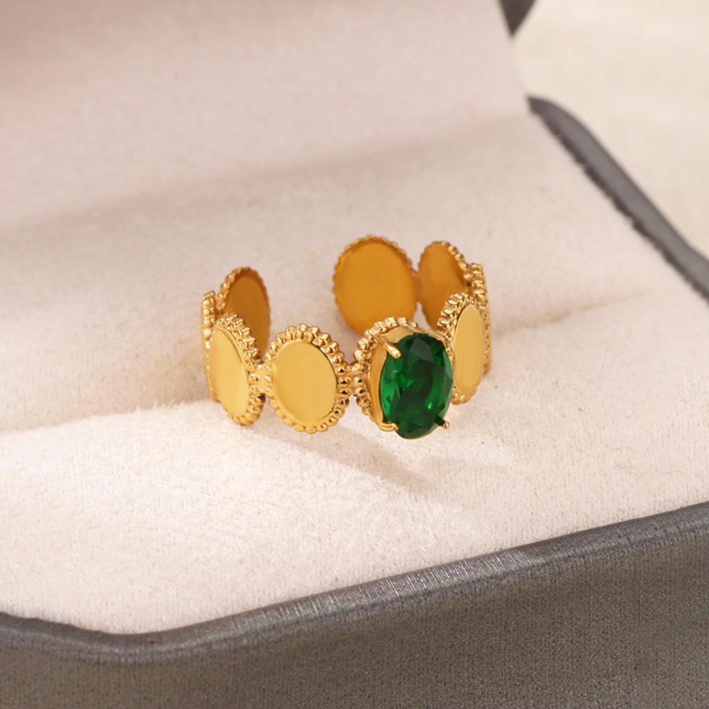Luxury Zircon Flower Stainless Steel Rings Zircon Adjustable Ring Women Wedding Anti Fading Zircon Vacation Accessories Gift