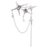 Korean New Fashion Four Stars Zircon Tassel Chain Metal Brooch for Women Men Suit Pin Cloth Moon Corsage Pin Clothing Jewelry