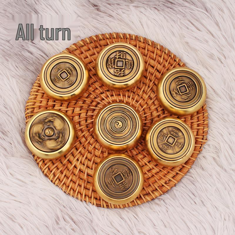 Brass Double-Sided Spinning Good Fortune Fingertip Decompression Toy