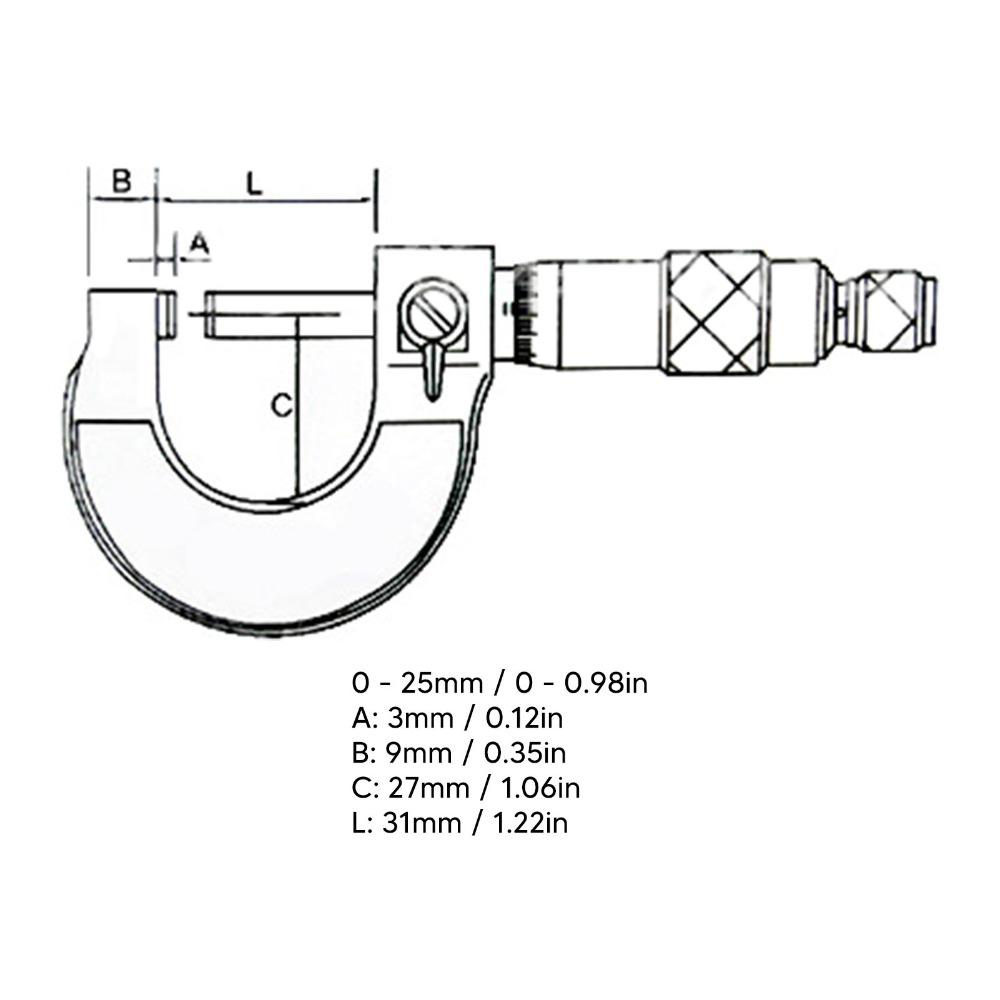 0.01mm Resolution Thickness Gauge 0-25mm Range Precision Micrometer Industrial Use