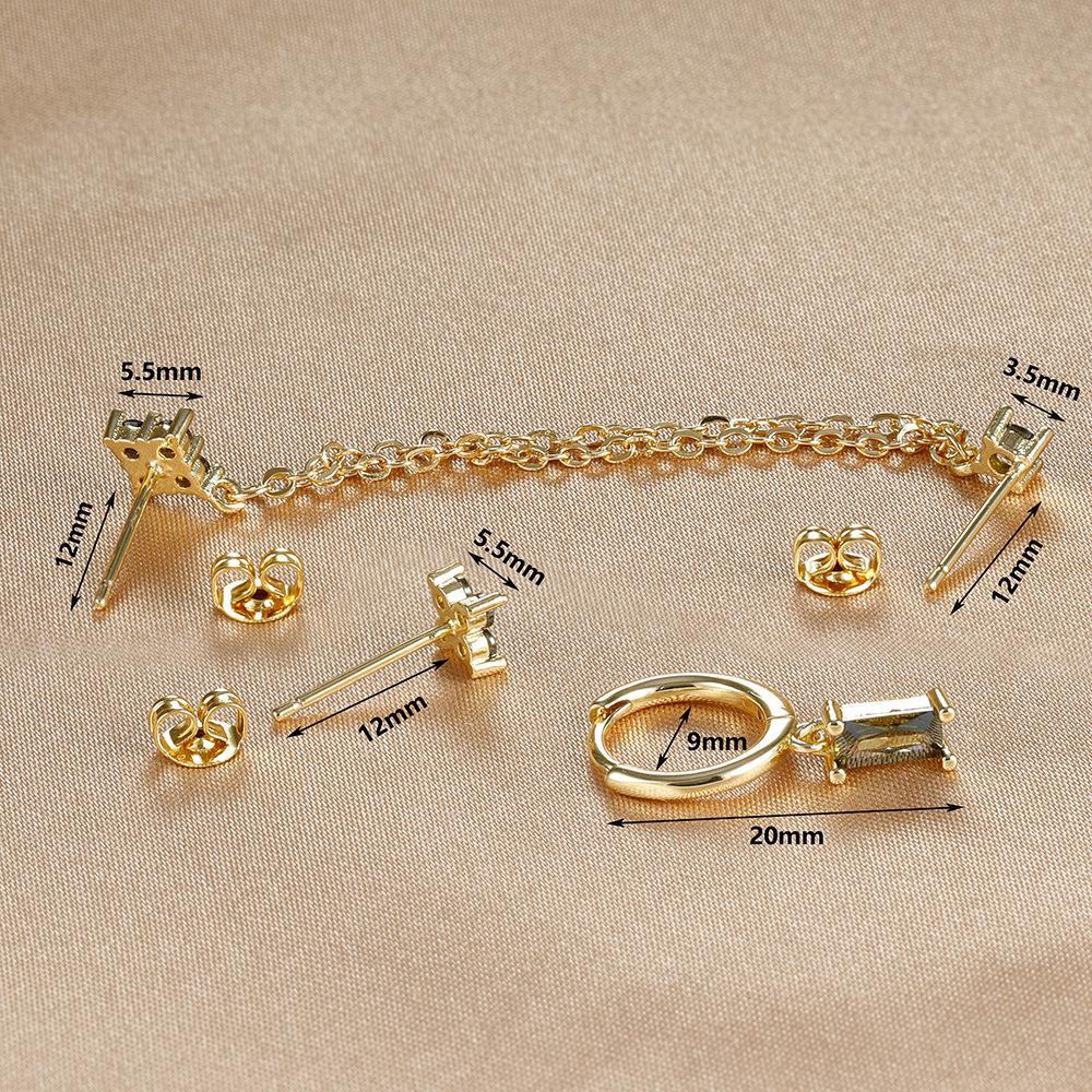 Flower Hoop Earrings for Women Studs Chain Tassel Piercing Earring Jewelry Accessory