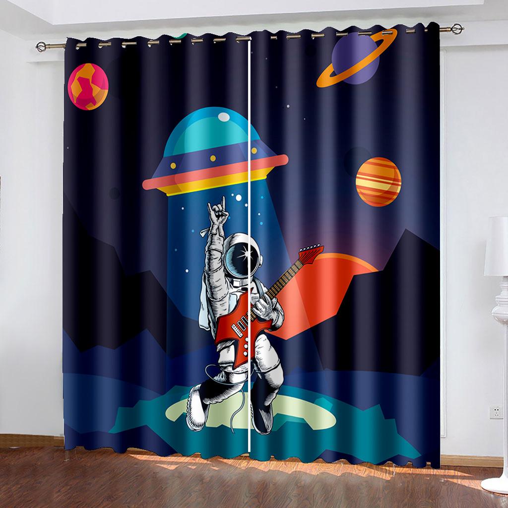 

Серия «Космический астронавт», роскошный солнцезащитный козырек, занавеска для гостиной, спальни, украшение для дома, 2 шт., пирсинг на крючках 220W214H(CM)87x84in&Hook