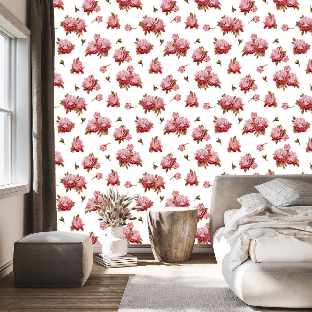 Colorful Peonies and Watercolor Wallpaper for Living Room and Bedroom 50x1000