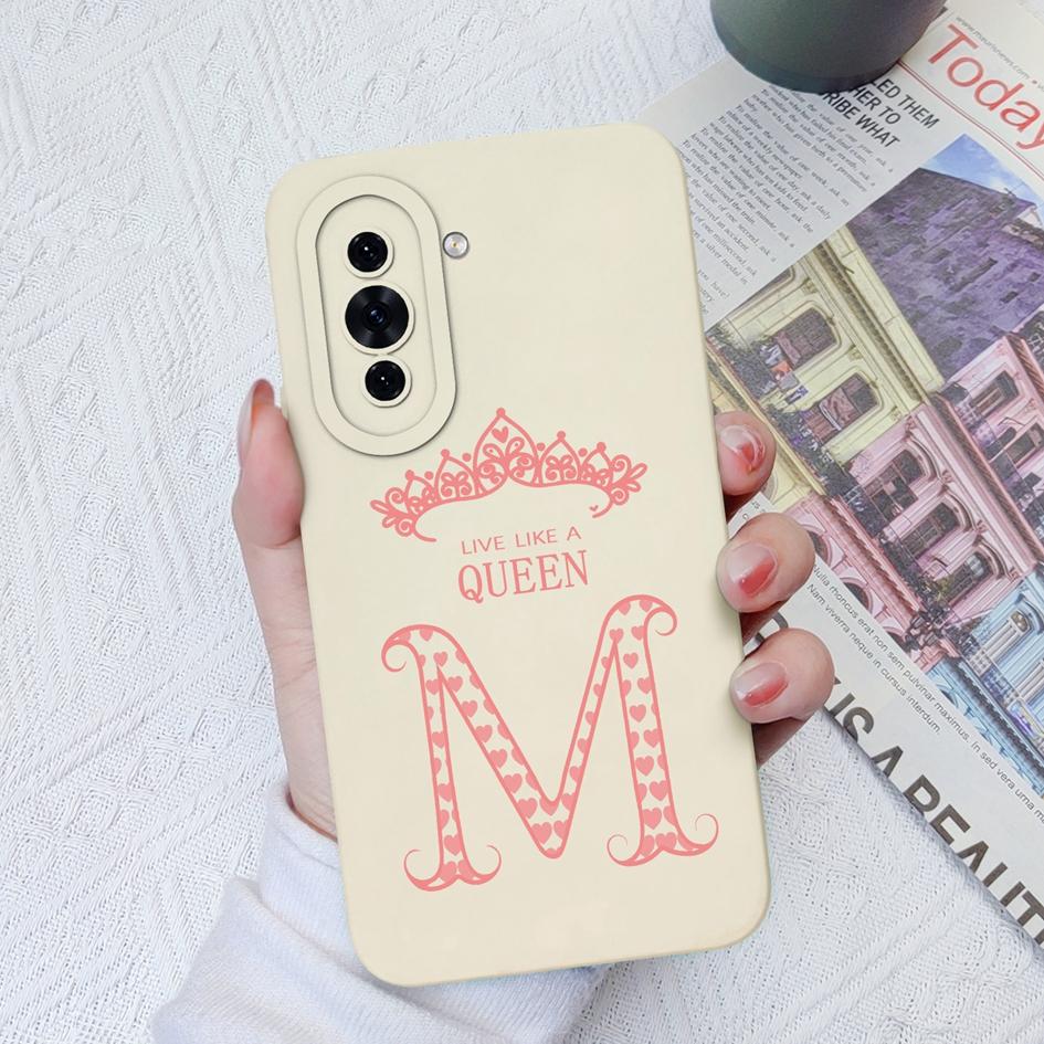 Case For Huawei Nova 7 8 9 10 Pro SE 11 Pro 5T 4E 7i 8i Soft Liquid Silicone Matte Shockproof Protective Cover Luxury Crown Letters For Huawei Bumper