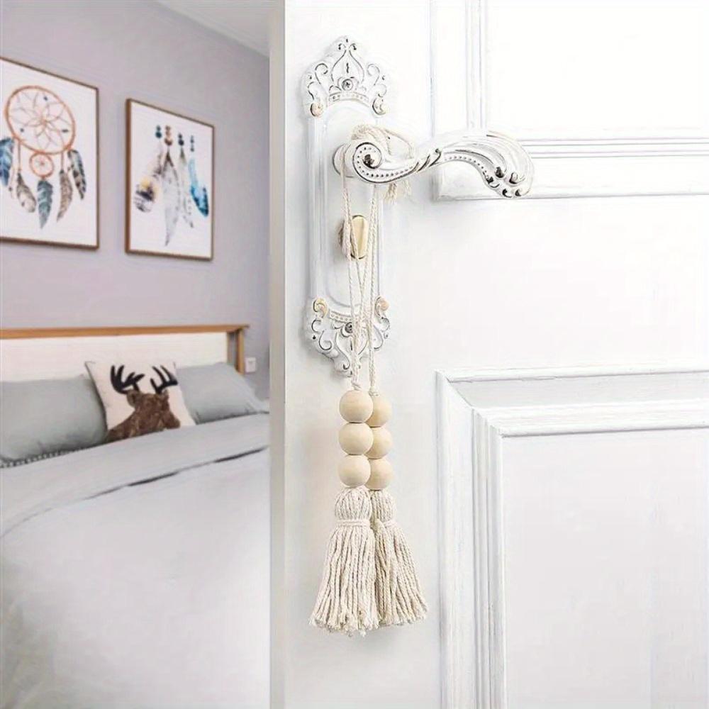 4Pcs Cotton Tassel Beads Hanging Natural Wood Beads Hanging Ornaments Closet Door Handle Vases Neutral Neutral Home Decorations