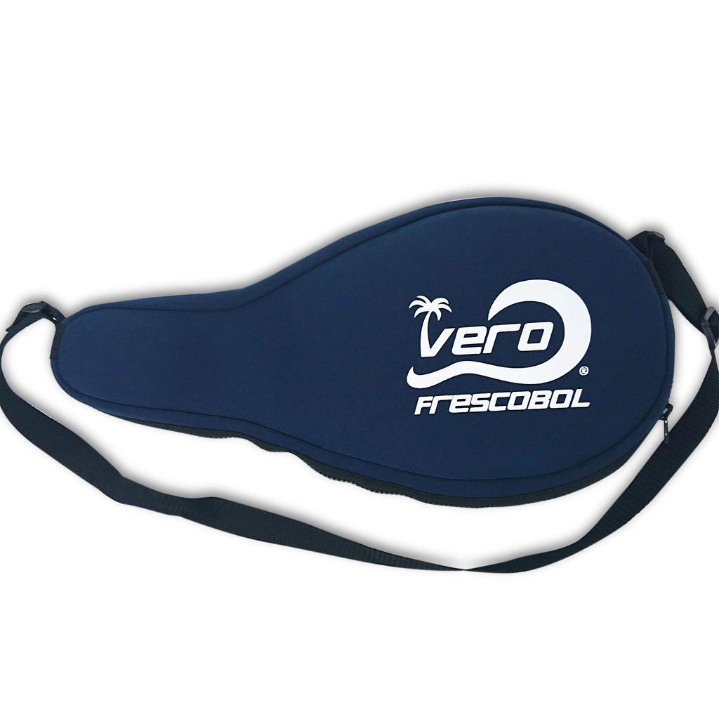 Frescobol Set: 2 Bello Wood Paddles, 2 Premium Orange Padded Grips, 2 Official Orange Balls, and a Beach Tote Bag