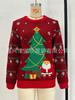Women's Christmas LED Knit Sweater: European & American Style, Round Neck, Santa Claus & Christmas Tree Jacquard Design