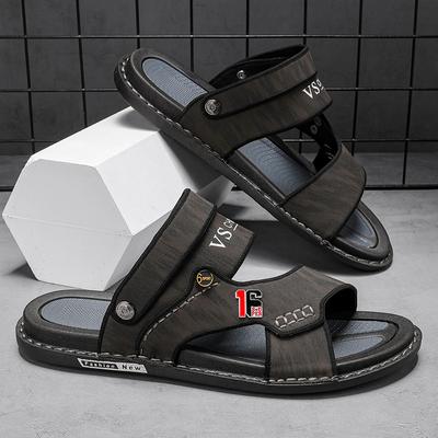 Kožené sandály Pánské modely Letní venkovní Protiskluzové sandály Řidičské Dvojí použití Ležérní pantofle Pánské Plážové Vodotěsné pantofle