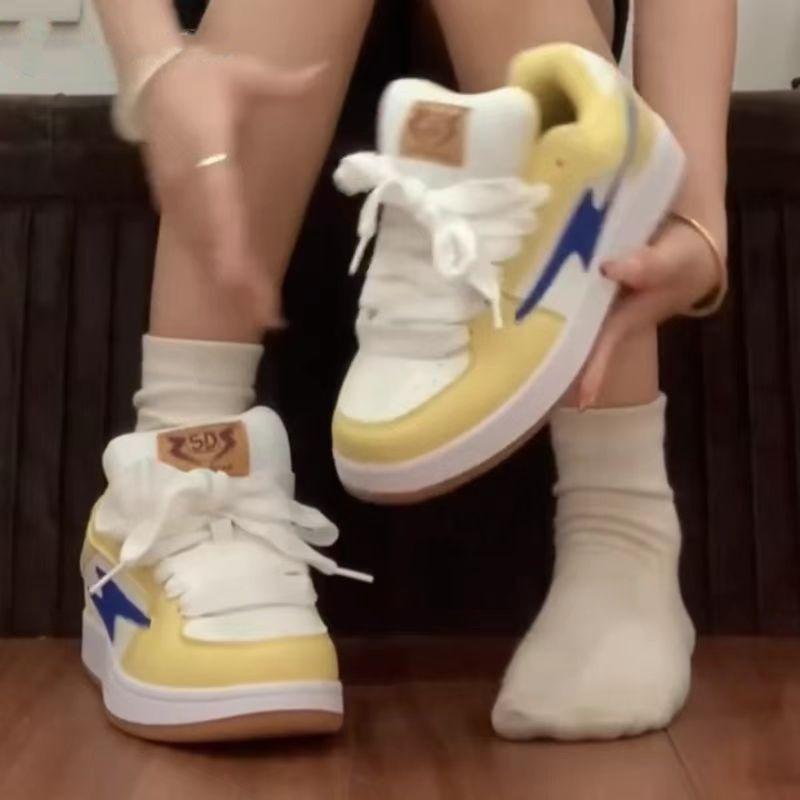 Original Niche Milk Yellow Lightning Shoes Bread Shoes Women's Original Versatile Low-top Board Shoes Women's Retro Casual Shoes