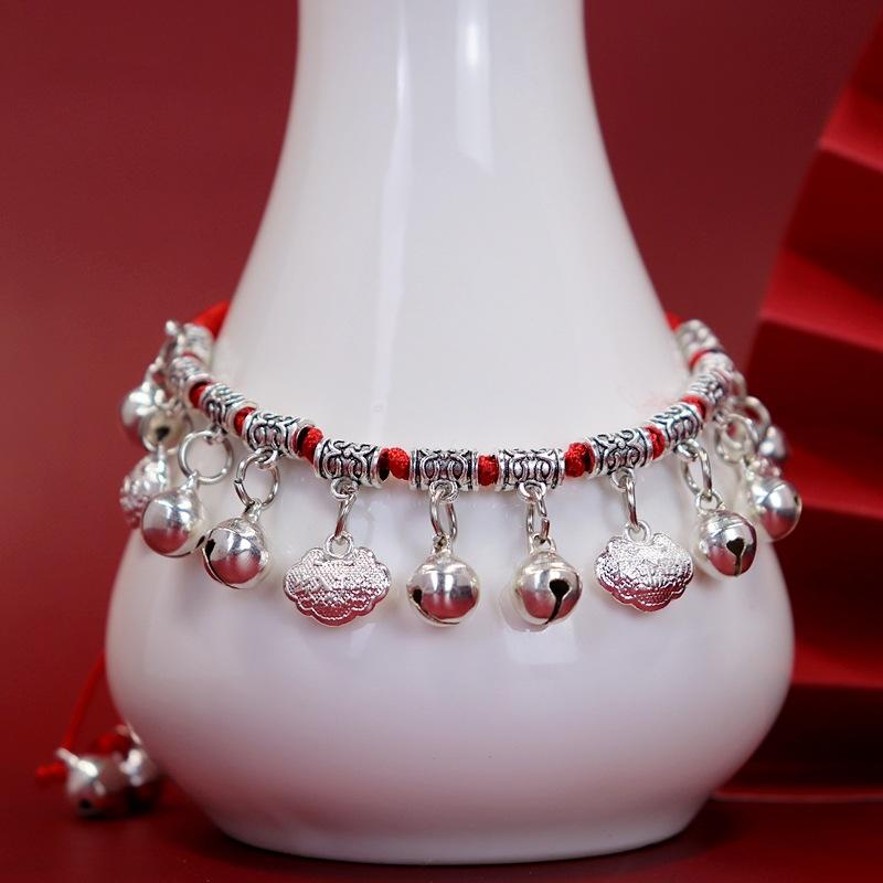 Twelve Zodiac Red String Bracelet with Bell Weaving Hand Chain for Both Men and Women Retro Hand Chain