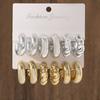 Fashion Geometry Chunky C-shaped Earring Set Creative Design Half Round Stud Earrings Women's Statement Versatile Daily Zircon