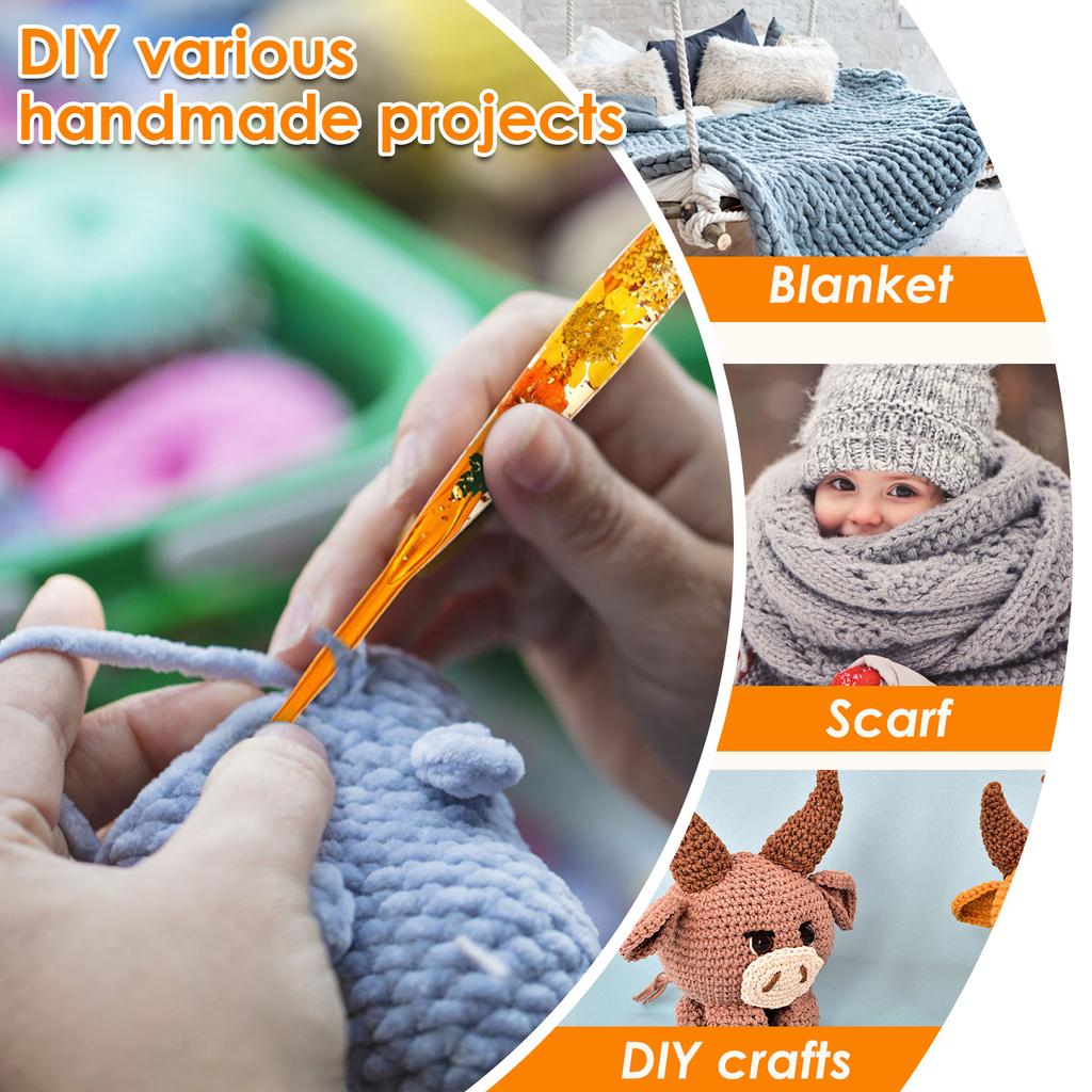 5Pcs Aluminium Crochet Hooks Ergonomic Crochet Needles with Flower Handle Knitting Hooks Set for Knitting Sweaters Scarves Socks