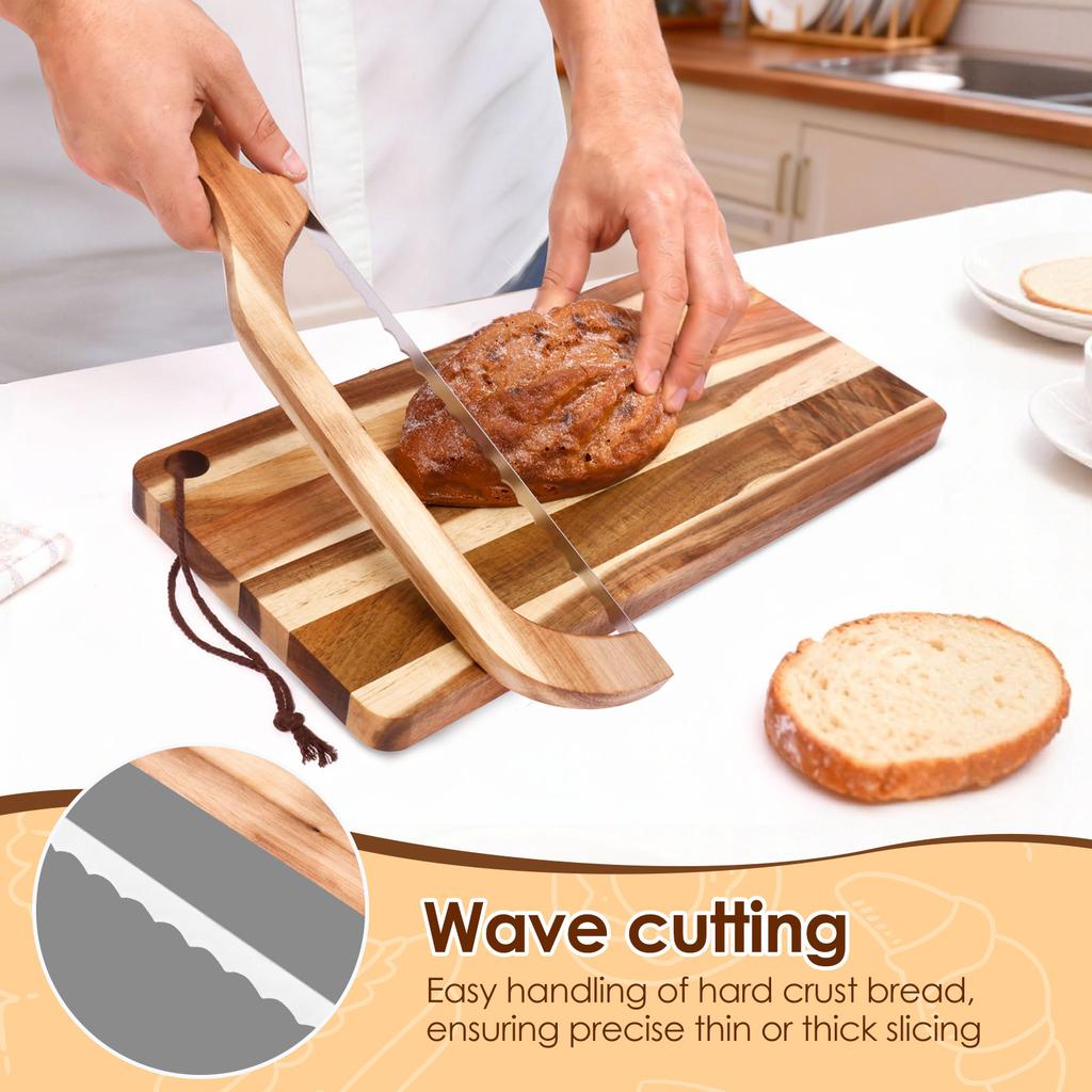 1/2 Pcs Bread Cutter and Board Set Manual Bread Slicer Bow Breads Cutter Baguette Slicing Knife for Baking Kitchen Accessories