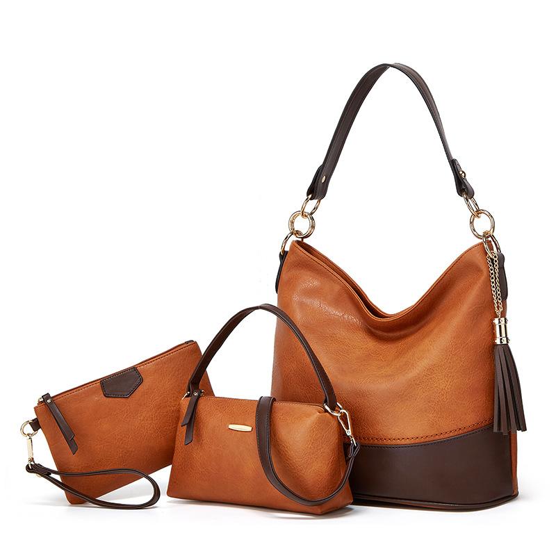 2026 European and American 3pecs/set composite bags tassel shoulder crossbody handbags cross-border factory women's bag