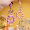 Plastic Fashion Beaded Bow Keychain Exquisite Candy Color Pearl Keyring Creative Shiny Bows Beaded Pendant Girls