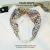 Elegant Silk Scarf with Magnetic Buckle and Pearl Necklace - Stylish Clavicle Chain for Women