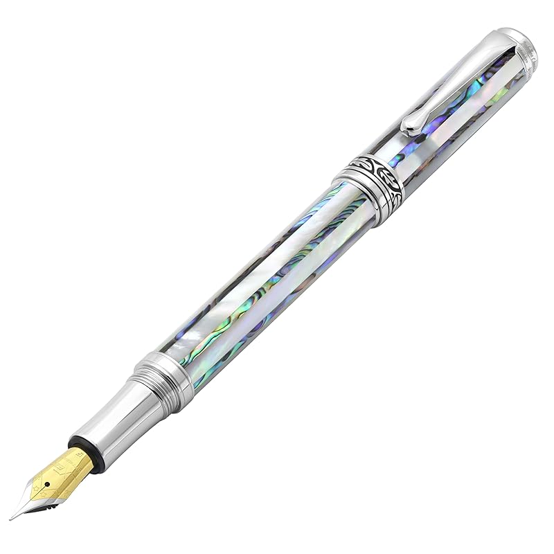 

Xezo maestro jubilee fountain pen Fine nib (0.35mm line).Ocean white mother of pearl, paua abalone.Limited to 223 pieces.Handmade, each unique.