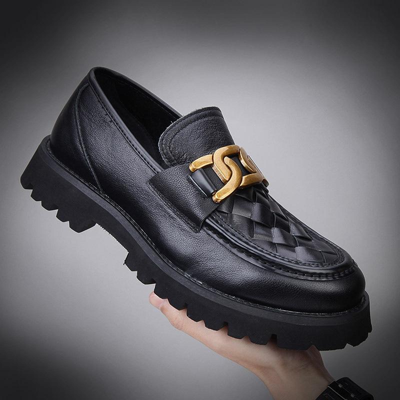 Leather shoes leather casual lazy shoes summer beanie shoes summer 38 чёрный