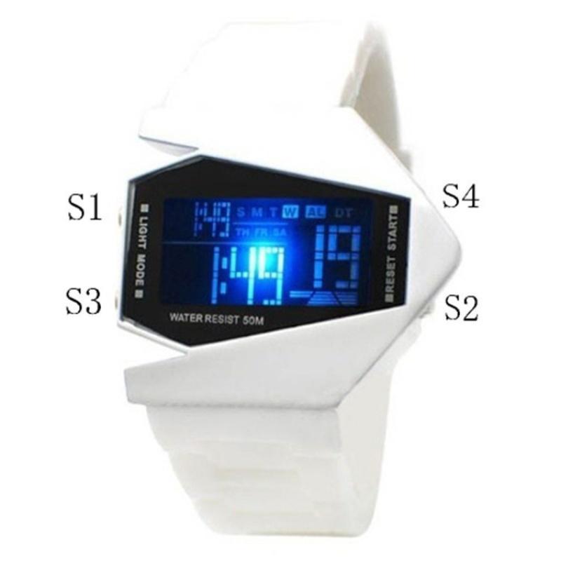 Irregular Shape Men Unique Led Display Rubber Band Digital Watches  Waterproof Military Watch