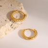  Stylish Unique Stainless Steel Geometric Statement Waterproof Earrings Gold 18 K Plated Trendy Metal Texture Jewelry for Wo