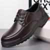 2025Cowhide Men Shoes Men Business Casual Leather Shoes Men Fashion Breathable  British Casual Lace Up Single Leather