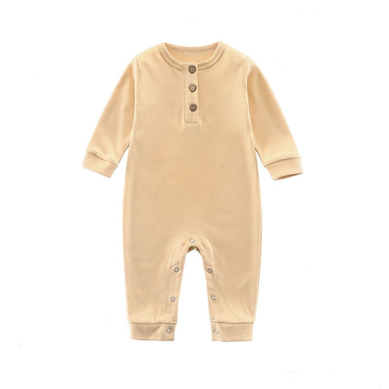 2024 New Baby Jumpsuit Long-Sleeve Romper Long-Sleeve Baby Clothing Jumpsuit Spring and Autumn Baby Romper Khaki 80(12 Months)