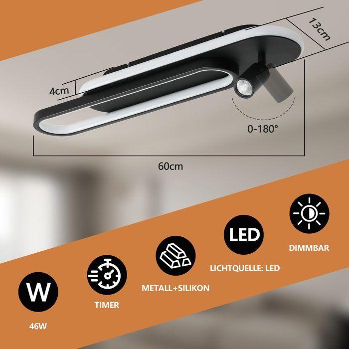 Plafonnier LED - NETTLIFE - 46W - Dimmable - Télécommande - Noir