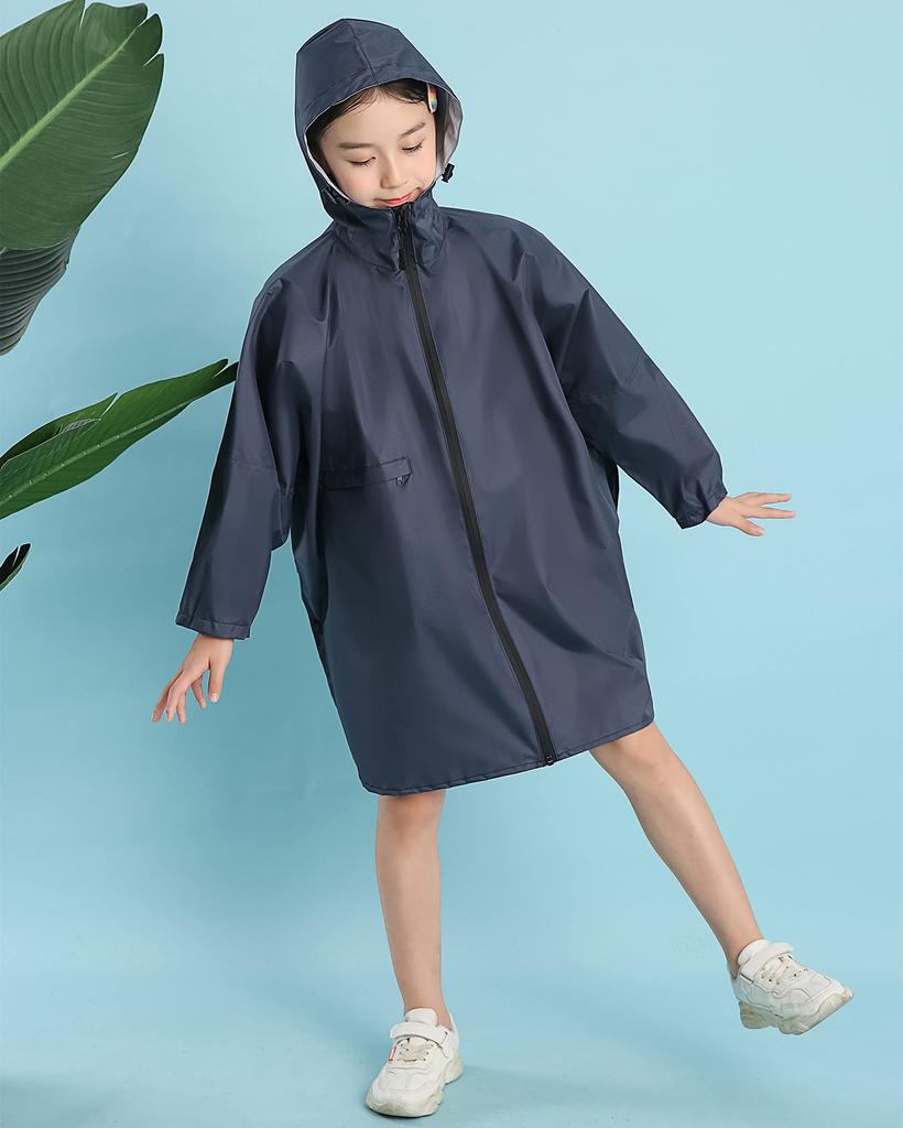 rain waterproof raincoat for boys and with pockets and storage rain gear for rainy perfect for commuting to or size L Raincoat, backpack, kids'
