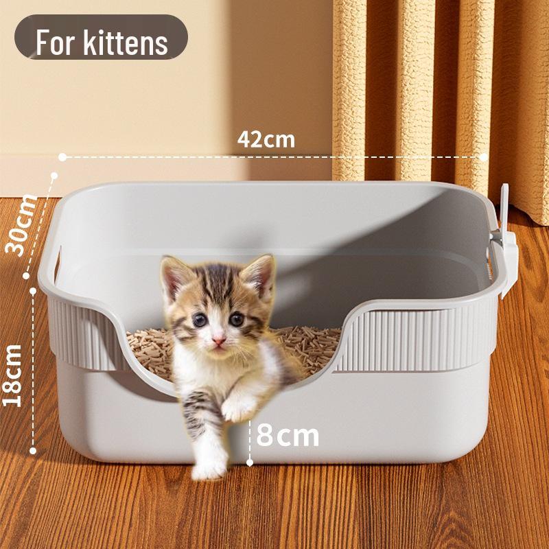 Kitten Litter Box: Low Entry, Semi-Enclosed, Small Size, Starter Kit for Cat Care