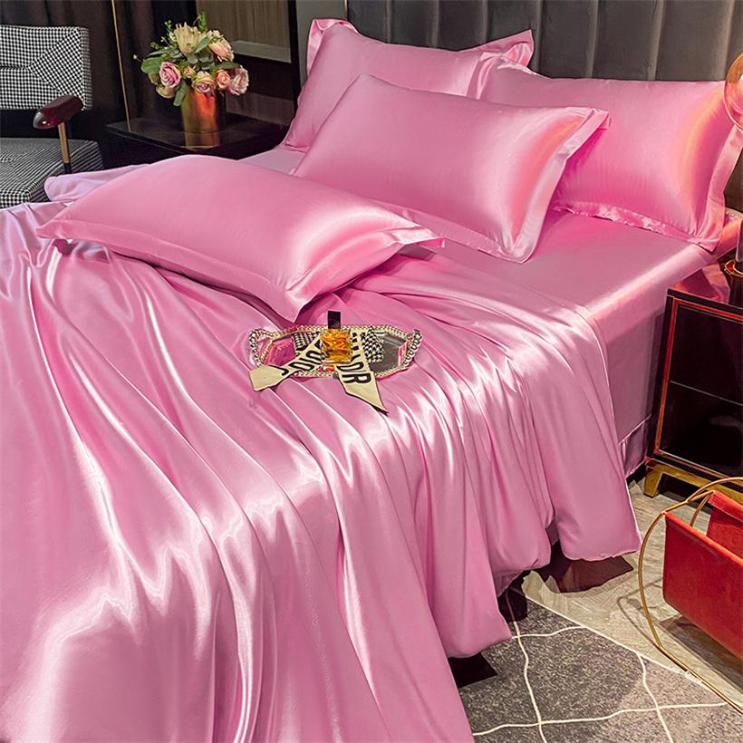 Blended Natural Mulberry Silk Bedding Set with Duvet Cover Bed Sheet Pillowcase High End Satin Single Double Queen King Bedsheet