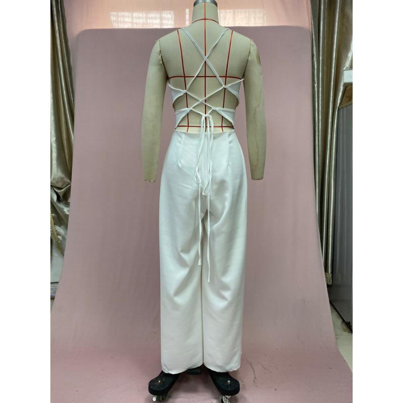 Women's Summer Sleeveless Camisole V-Neck Hip Wrap Backless Jumpsuit