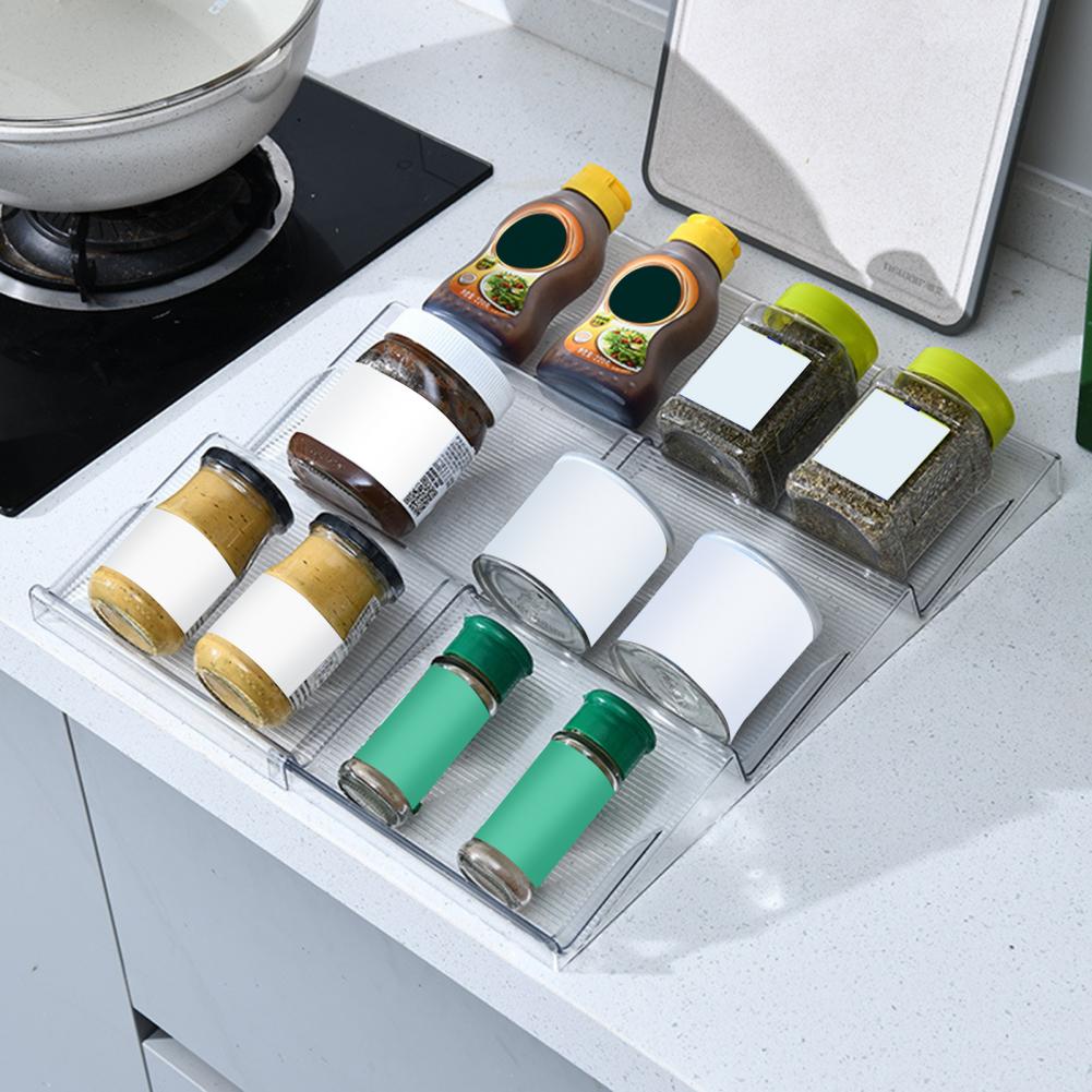 Kitchen Spice Organizer Adjustable Telescopic Spice Rack Organizer Easy-to-clean Reusable Kitchen Drawer Solution with 3 Tier