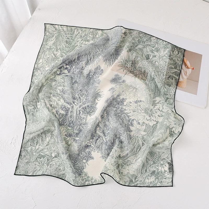 

100% Pure Silk Scarf Women Neck Hair Band Foulard Square Silk Neckerchief Scarf Bandana 67x67cm 67X67CM