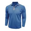 Men's Knit Long Sleeve Polo Shirts Turn Down Collar Business Casual Pullover Tops