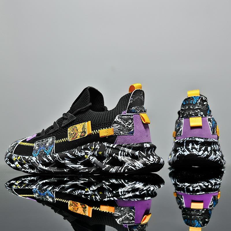 Luxury Men Sneakers Trend Brand Designer Running Shoes Graffiti Fashion Street Blade Sole Skateboarding Shoes Platform Mesh Shoe