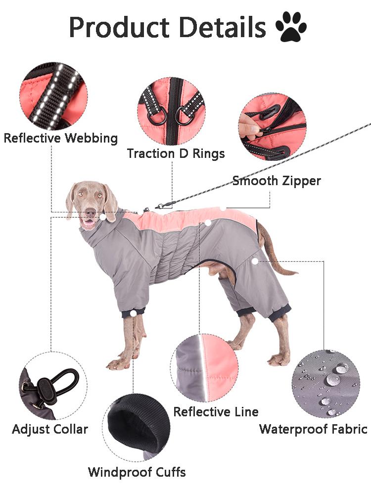 Tuta per cani di grossa taglia Abbigliamento per cani impermeabile per cani di taglia media Tutina invernale Tutina per animali domestici Giacca Bulldog francese Costume da Labrador
